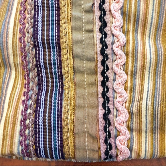 ALDO Y2K Multicolored Strips Corduroy Neutral Tone Festival Roomy Shoulder Bag - Picture 8 of 12